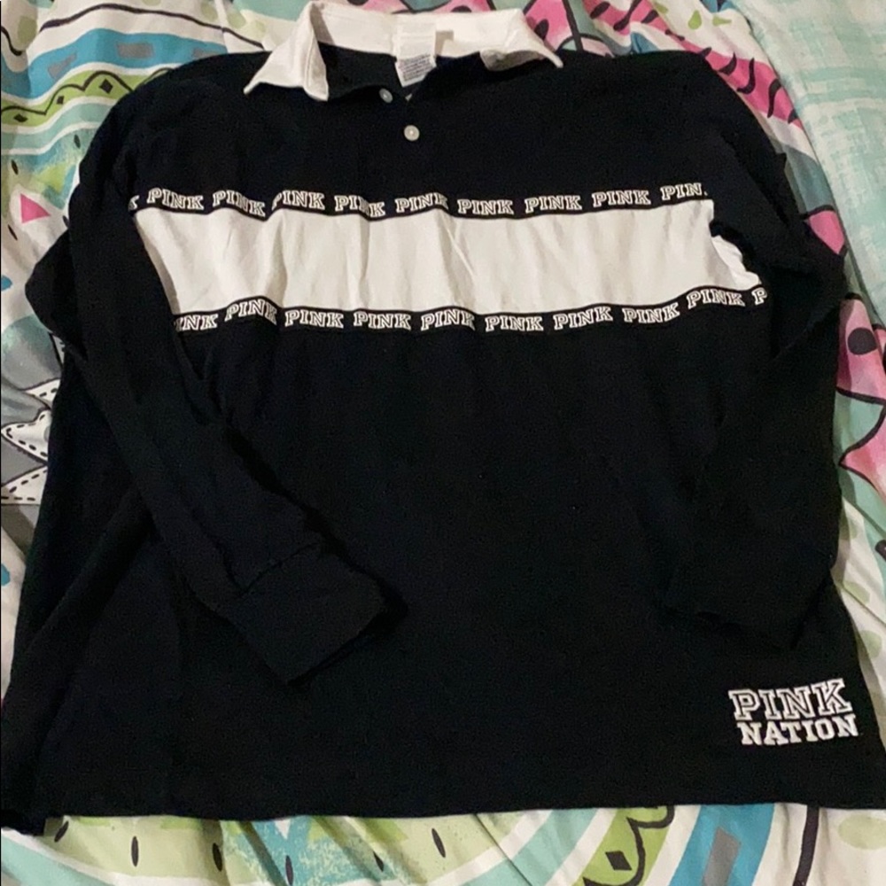 PINK VS Rugby pullover tee - Picture 2 of 2